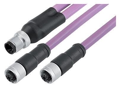 Automation Technology - Sensors and Actuators--Male cable splitter - 2 female cable connectors_765_VL-B-PROFI_gesch_M12SM12DD