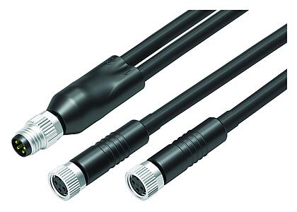 Tecnología de automatización - sensores y actuadores--Divisor de cables macho  - 2 conector de cable hembra_765_VL_DUO_M8_M8_gerade_Kabel_dick